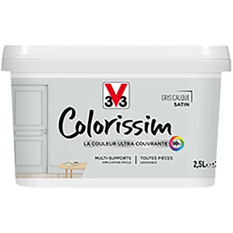 Peinture Multi-supports V33 Colorissim Satin Gris calque 2,5 l