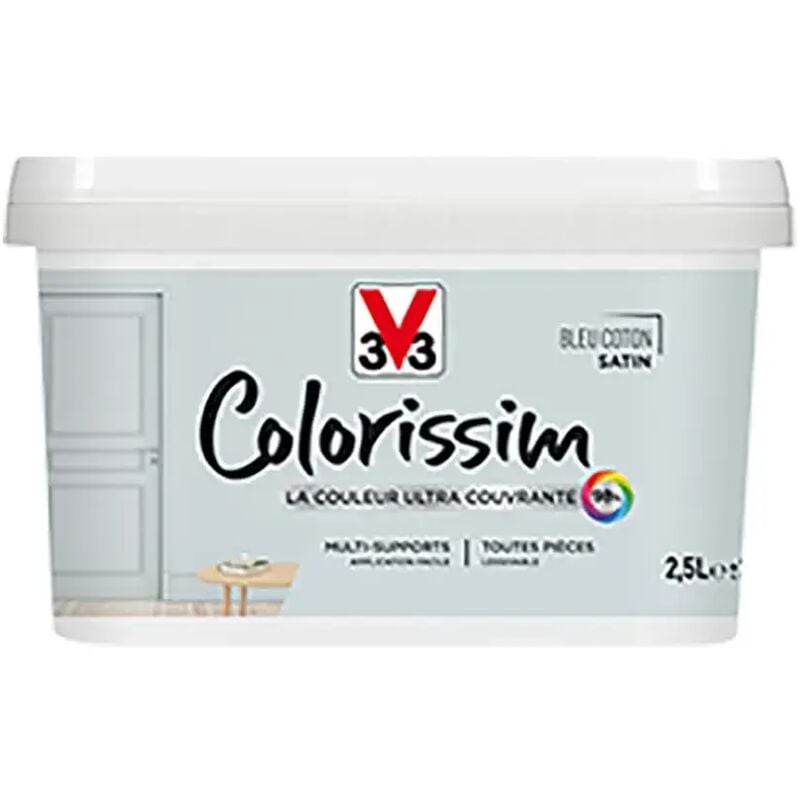 Peinture Multi-supports V33 Colorissim Satin Bleu coton 2,5 l