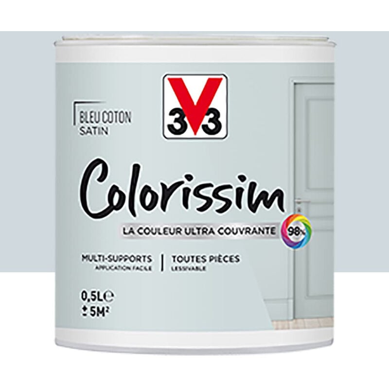 Peinture Multi-supports V33 Colorissim Satin Bleu coton 0,5 l