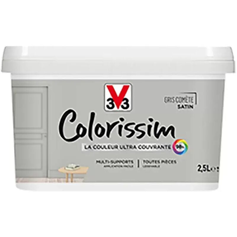Peinture Multi-supports V33 Colorissim Satin Gris comète 2,5 l