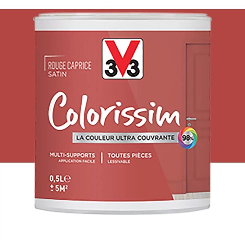 Peinture Multi-supports V33 Colorissim Satin Rouge caprice 0,5 l