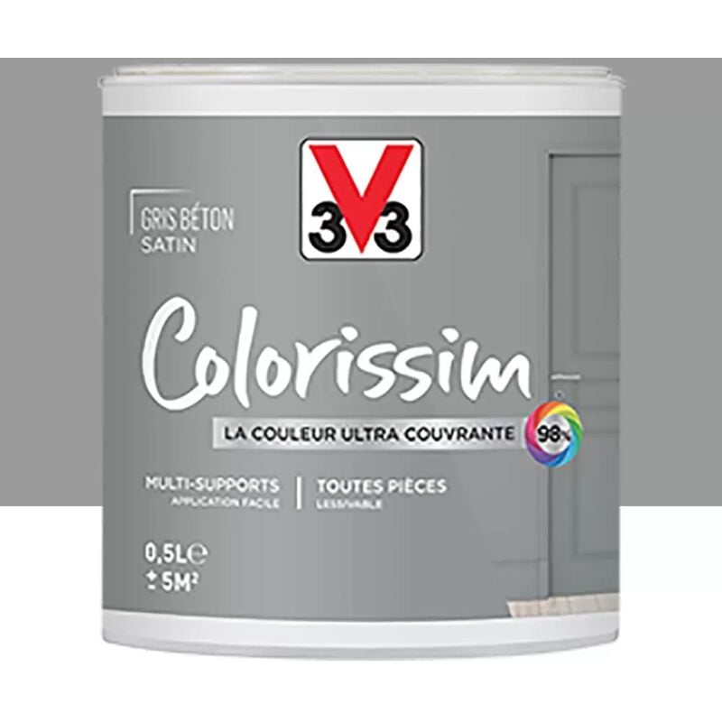 Peinture Multi-supports V33 Colorissim Satin Gris béton 0,5 l