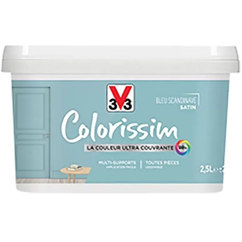 Peinture Multi-supports V33 Colorissim Satin Bleu scandinave 2,5 l