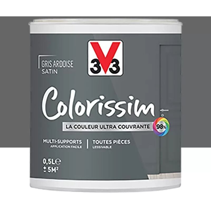 Peinture Multi-supports V33 Colorissim Satin Gris Ardoise 0,5 l