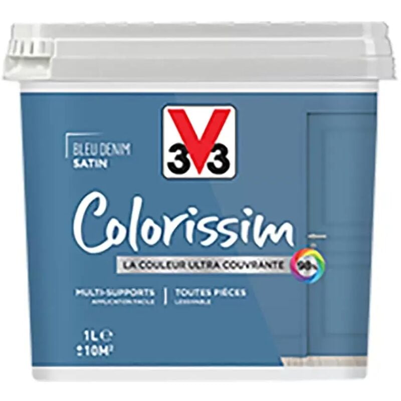Peinture Multi-supports V33 Colorissim Satin Bleu Denim 1 l
