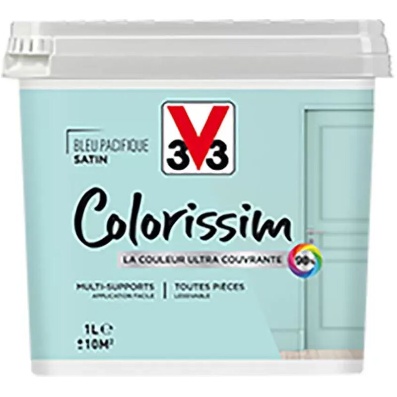 Peinture Multi-supports V33 Colorissim Satin Bleu Pacifique 1 L