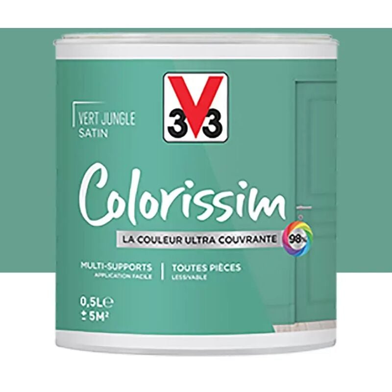 Peinture Multi-supports V33 Colorissim Satin Vert jungle 0,5 l