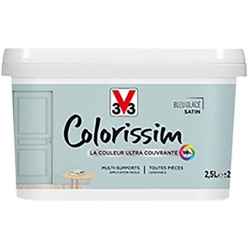 Peinture Multi-supports V33 Colorissim Satin Bleu glacé 2,5 l
