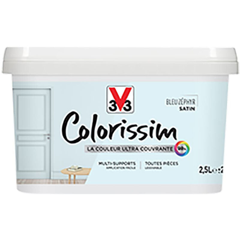 Peinture Multi-supports V33 Colorissim Satin Bleu zéphyr 2,5 l