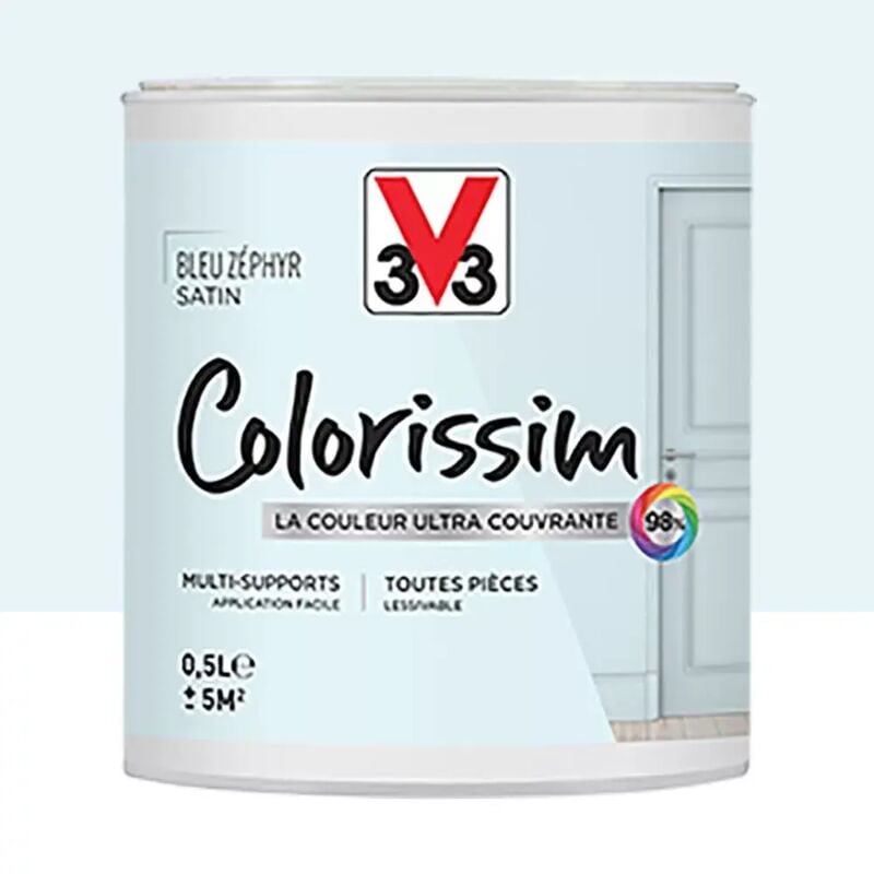Peinture Multi-supports V33 Colorissim Satin Bleu zéphyr 0,5 l