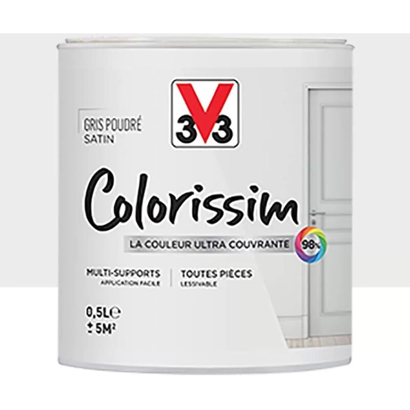 Peinture Multi-supports V33 Colorissim Satin Gris poudré 0,5 l