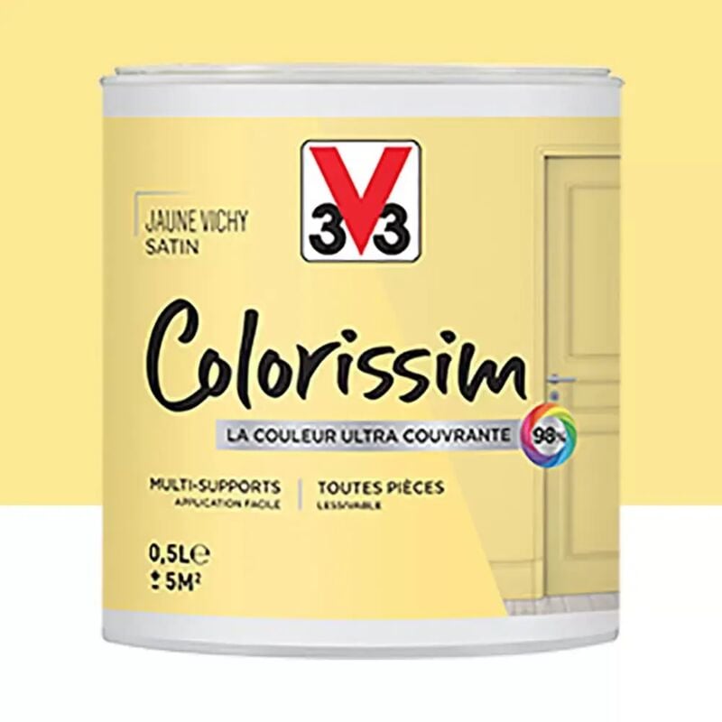 Peinture Multi-supports V33 Colorissim Satin Jaune Vichy 0,5 l