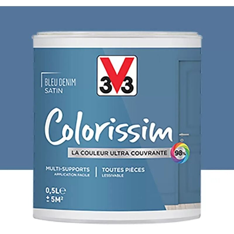 Peinture Multi-supports V33 Colorissim Satin Bleu Denim 0,5 l