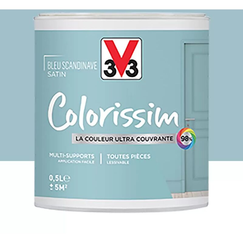 Peinture Multi-supports V33 Colorissim Satin Bleu scandinave 0,5 l