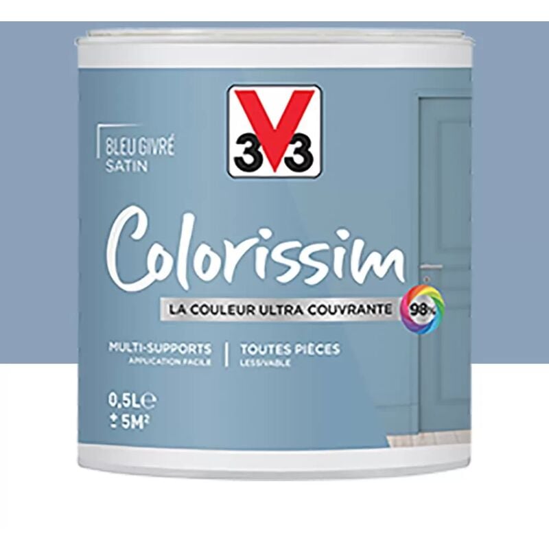 Peinture Multi-supports V33 Colorissim Satin Bleu givré 0,5 l