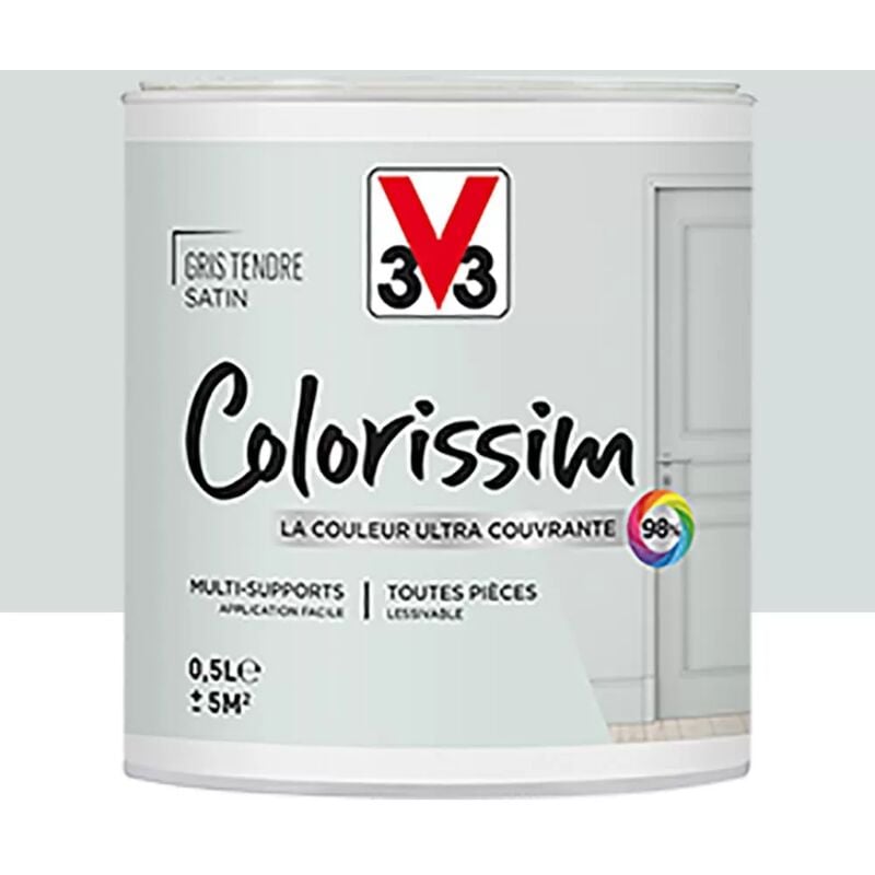 Peinture Multi-supports V33 Colorissim Satin Gris tendre 0,5 L