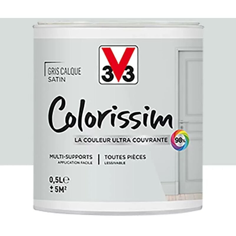 Peinture Multi-supports V33 Colorissim Satin Gris calque 0,5 l