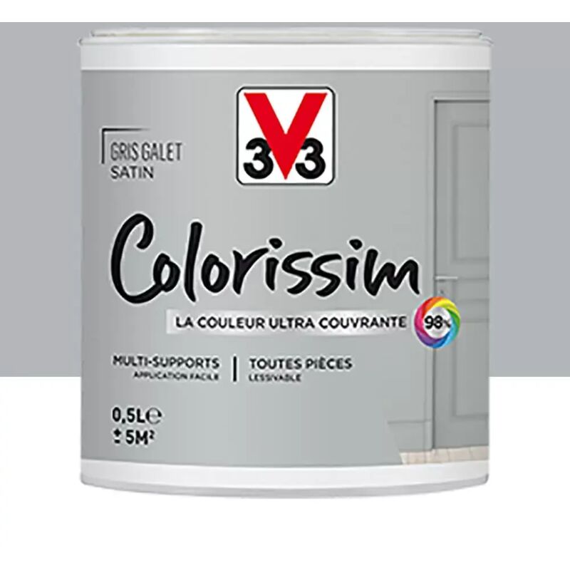 Peinture Multi-supports V33 Colorissim Satin Gris galet 0,5 l