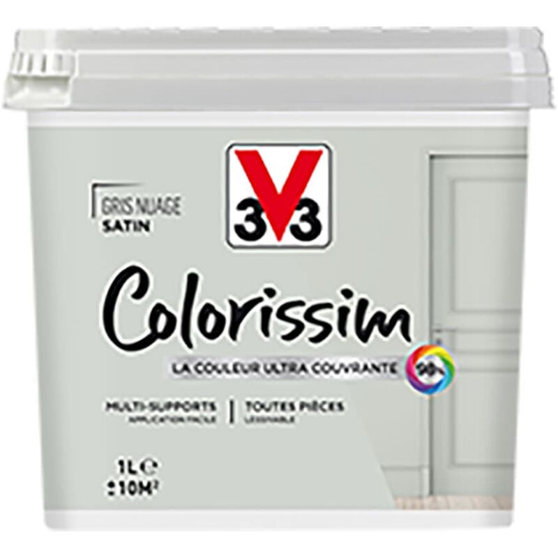 Peinture Multi-supports V33 Colorissim Satin Gris nuage 1 l