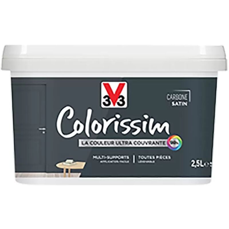 Peinture Multi-supports V33 Colorissim Satin Carbone 2,5 L