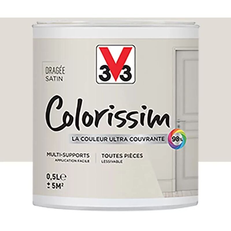 Peinture Multi-supports V33 Colorissim Satin Dragée 0,5 l