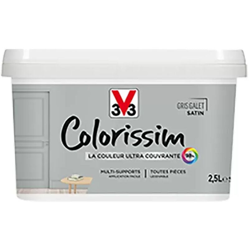 Peinture Multi-supports V33 Colorissim Satin Gris galet 2,5 l