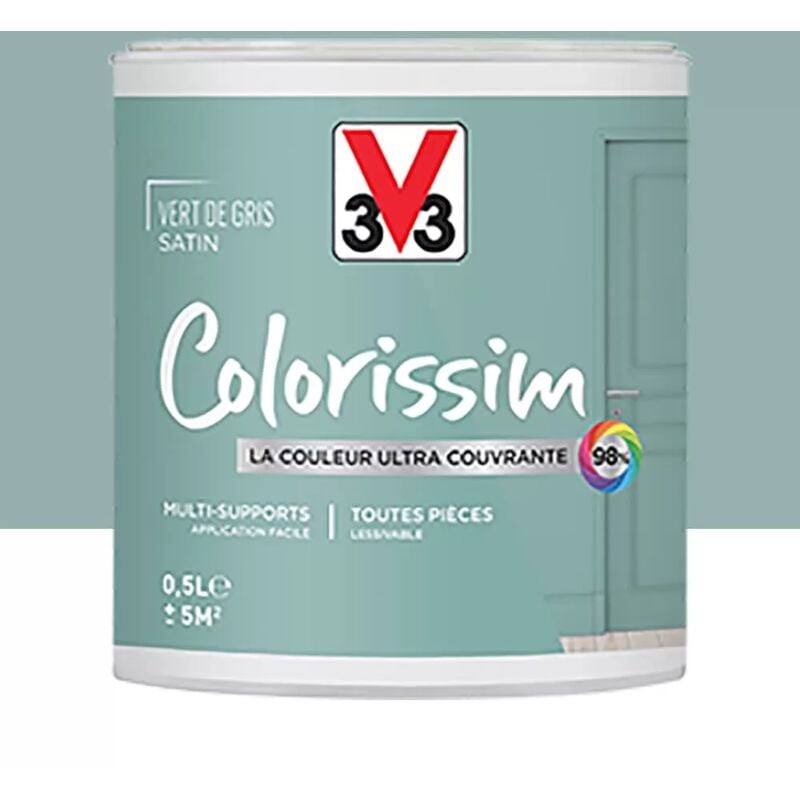 Peinture Multi-supports V33 Colorissim Satin Vert de gris 0,5 l