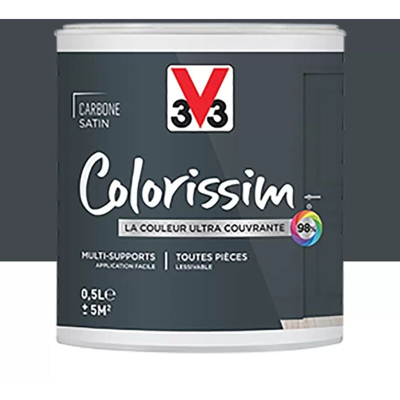 Peinture Multi-supports V33 Colorissim Satin Carbone 0,5 l