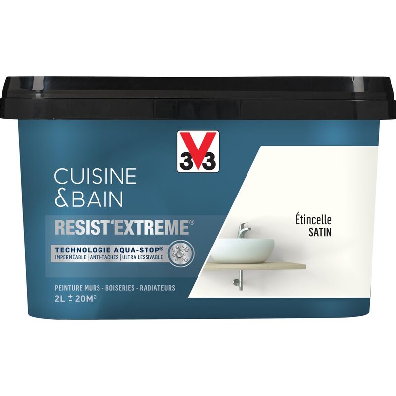 Peinture multi-supports monocouche Cuisine & Bain Resist'Extrême® V33 Etincelle satin 2L