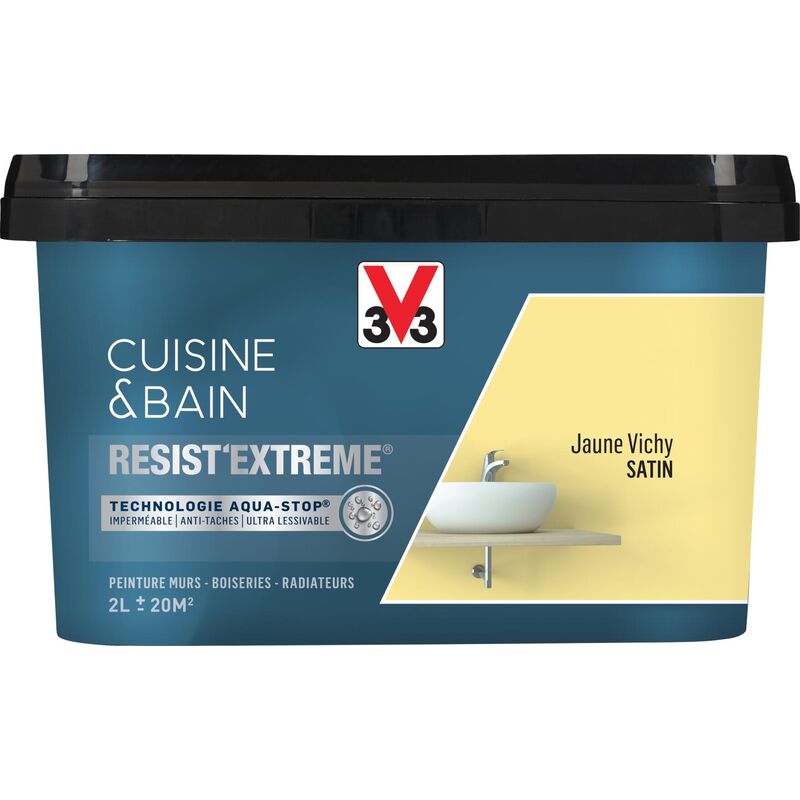 Peinture multi-supports monocouche Cuisine & Bain Resist'Extrême® V33 Jaune Vichy satin 2L