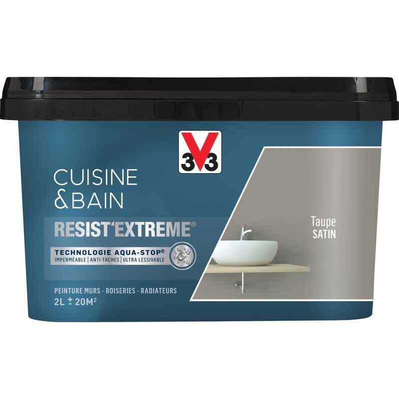 Peinture multi-supports monocouche Cuisine & Bain Resist'Extrême® V33 Taupe satin 2L