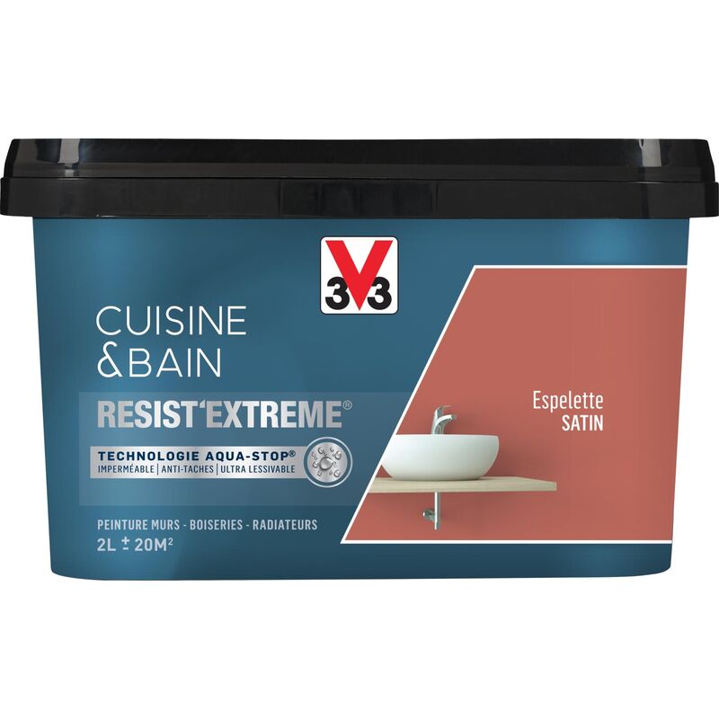 Peinture multi-supports monocouche Cuisine & Bain Resist'Extrême® V33 Espelette satin 2L