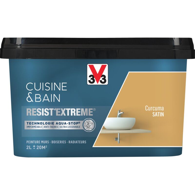 Peinture multi-supports monocouche Cuisine & Bain Resist'Extrême® V33 Curcuma satin 2L