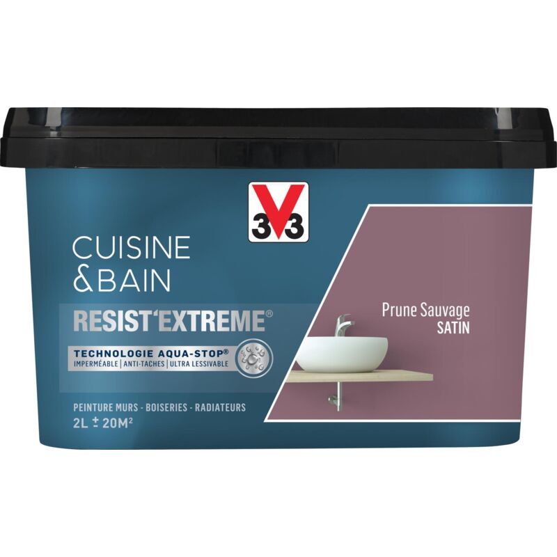 Peinture multi-supports monocouche Cuisine & Bain Resist'Extrême® V33 Prune Sauvage satin 2L