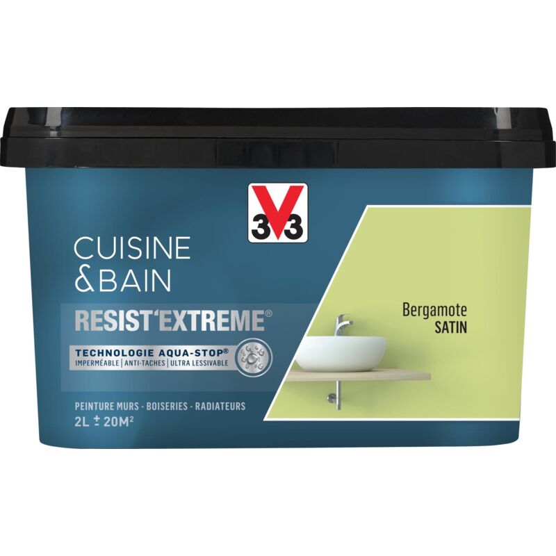Peinture multi-supports monocouche Cuisine & Bain Resist'Extrême® V33 Bergamote satin 2L