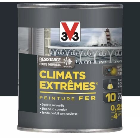 V33 – Peinture fer Climats extrêmes 0,5 L – Bleu nuit mat – Résine polysiloxane pour protection étanche – Pour conditions extrêmes