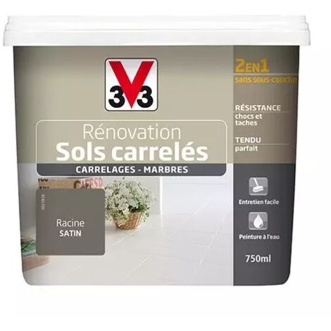 V33 – Peinture pour sol intérieur 2 en 1 satin racine 0,75 L – Application directe sur carrelage et marbre – Résistante aux chocs et à l'humidité