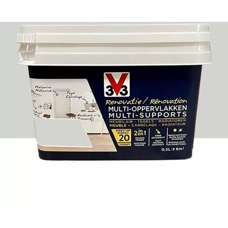 V33 – Peinture rénovation multi-supports gris porcelaine 0,5 L – Direct sans sous-couche – Pour murs, boiseries, meubles intégrés