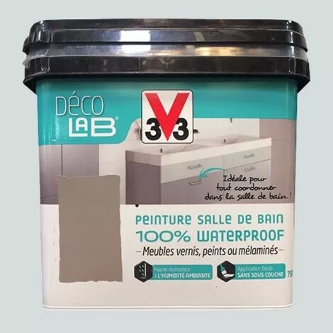 V33 – Peinture salle de bain 100% waterproof – Aspect satin – Couleur manganèse – Volume 0,75 L – Application sur bois vernis et mélaminé