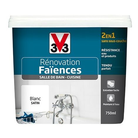 V33 Rénovation Faïences Blanc Satin 2 L - Blanc