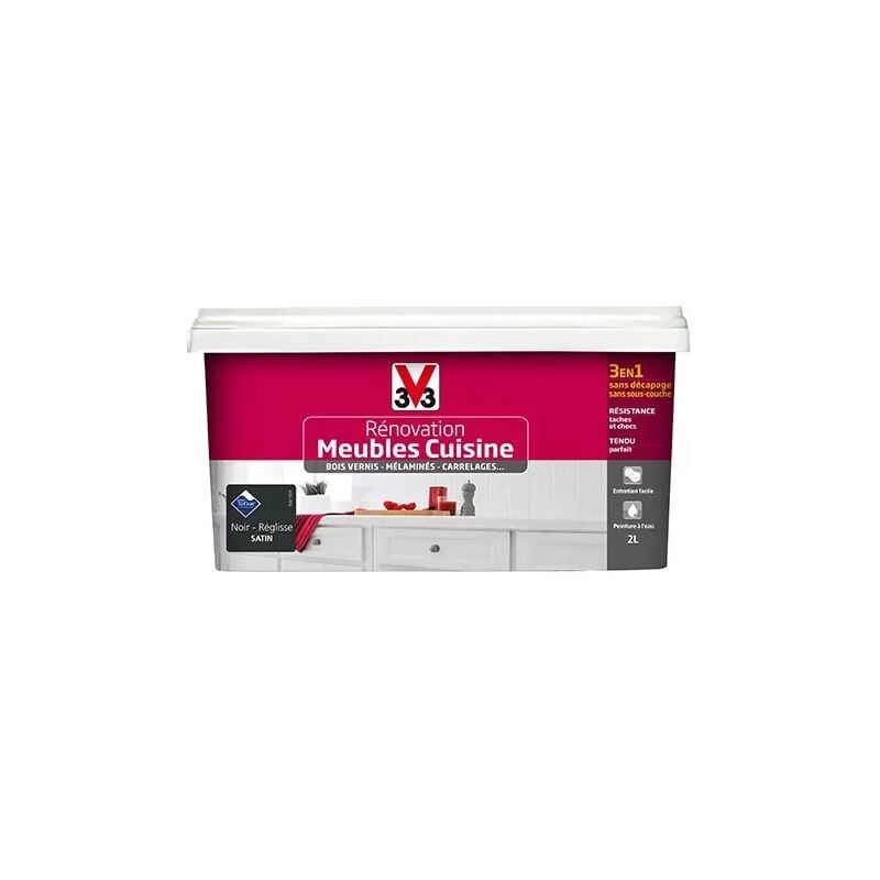 V33 - Rénovation Meubles Cuisine (Bois vernis-Mélaminés-Stratifiés) Satin Noir réglisse 2 l