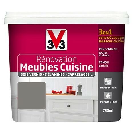 V33 Rénovation Meubles Cuisine (Bois vernis-Mélaminés-Stratifiés) Satin Seigle 0,75 L