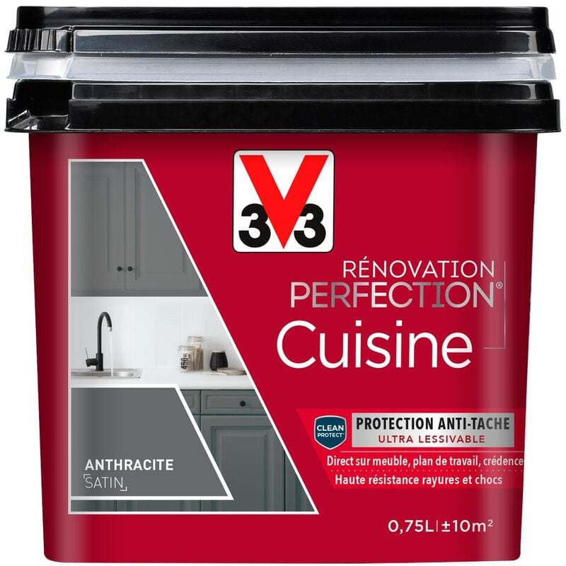 V33 - Peinture cuisine Rénovation perfection® Gris anthracite satin 0,75L