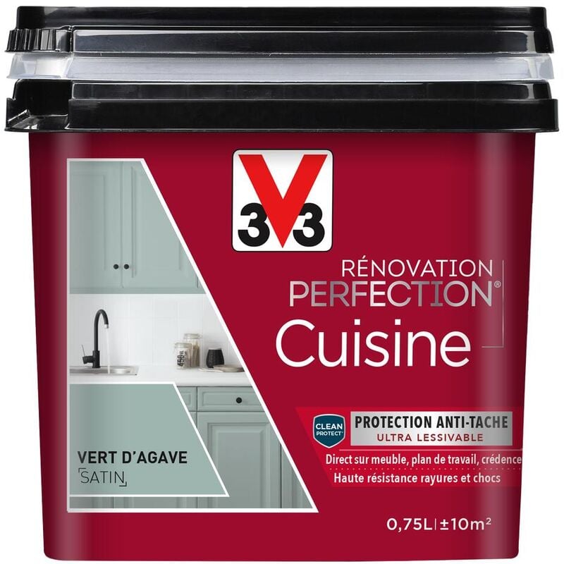 V33 - Peinture cuisine Rénovation perfection® Vert d'agave satin 0,75L