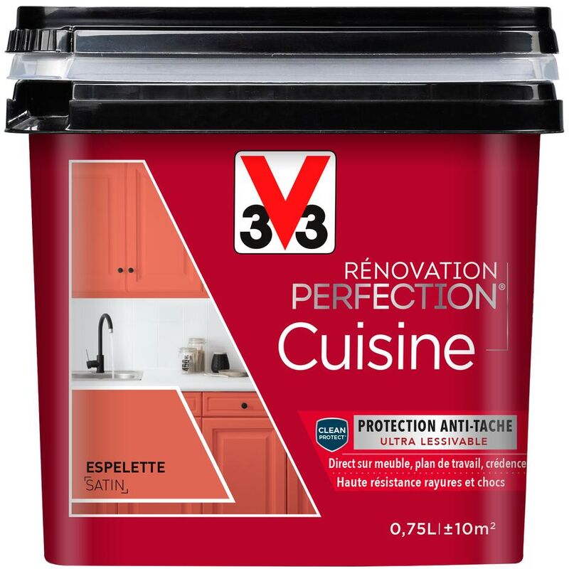 V33 - Peinture cuisine Rénovation perfection® Espelette satin 0,75L