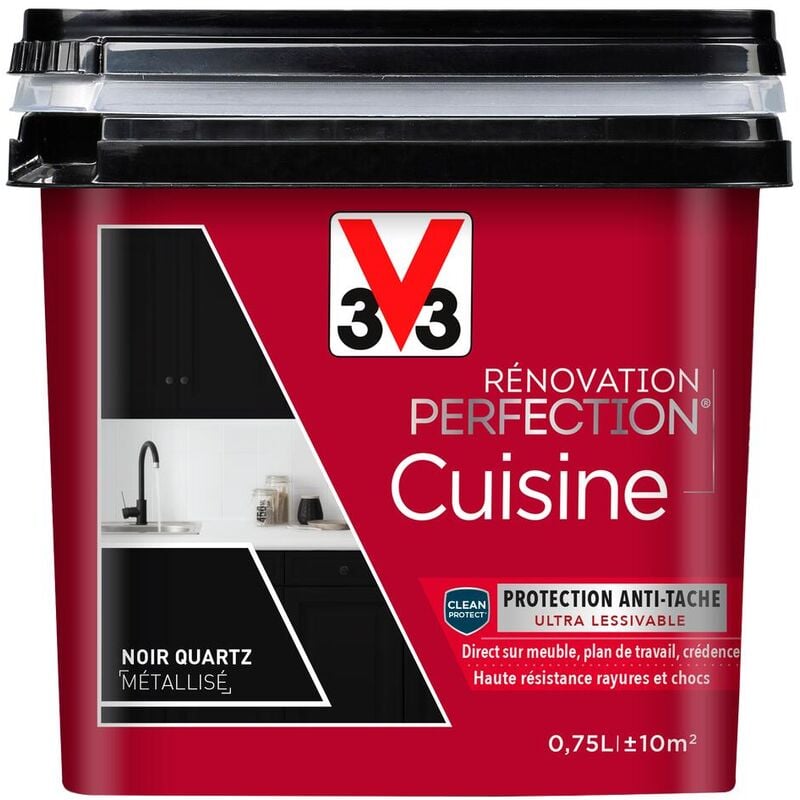 V33 - Peinture cuisine Rénovation perfection® Noir quartz métallisé 0,75L