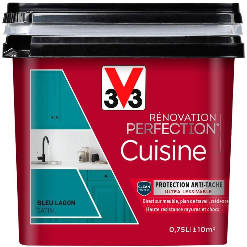 V33 - Peinture cuisine Rénovation perfection® Bleu lagon satin 0,75L