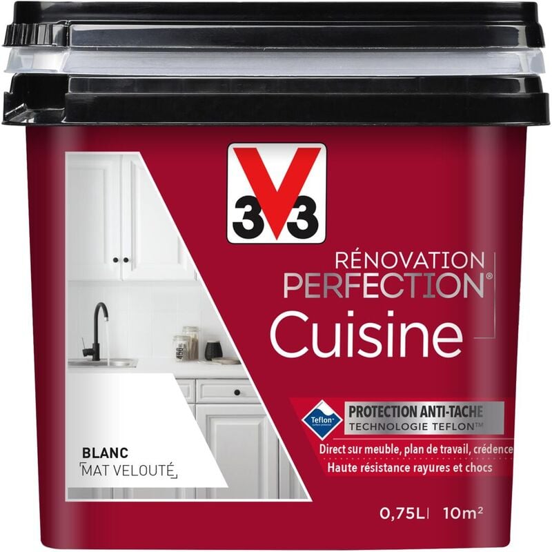 V33 - Peinture cuisine Rénovation perfection® blanc mat 0,75L