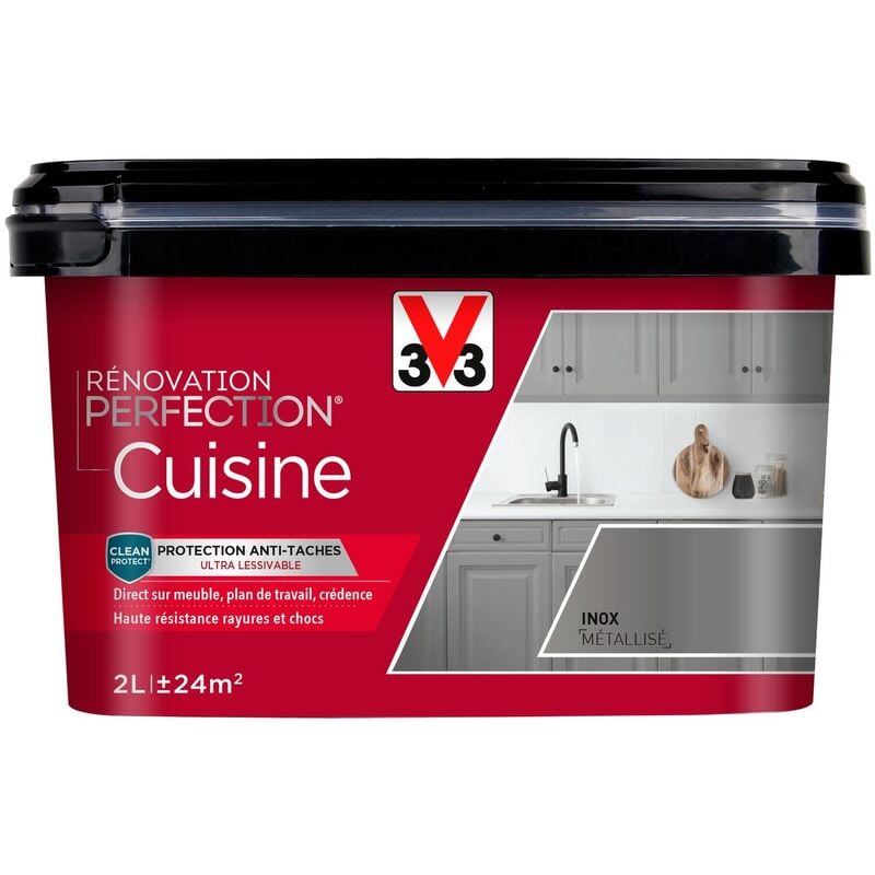 V33 - Peinture cuisine Rénovation perfection® Inox métallisé 2L