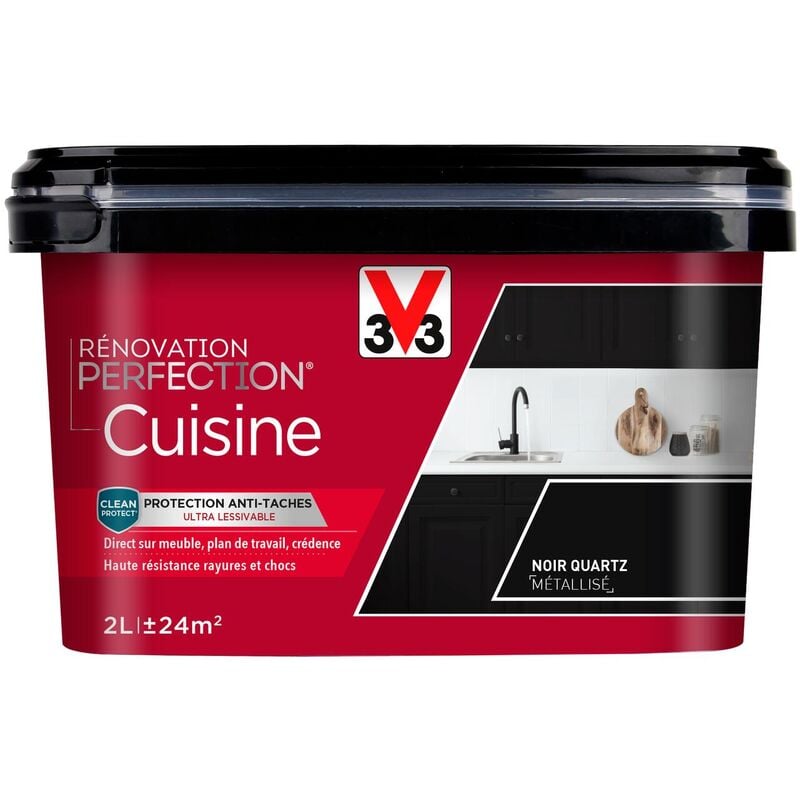 V33 - Peinture cuisine Rénovation perfection® Noir quartz métallisé 2L